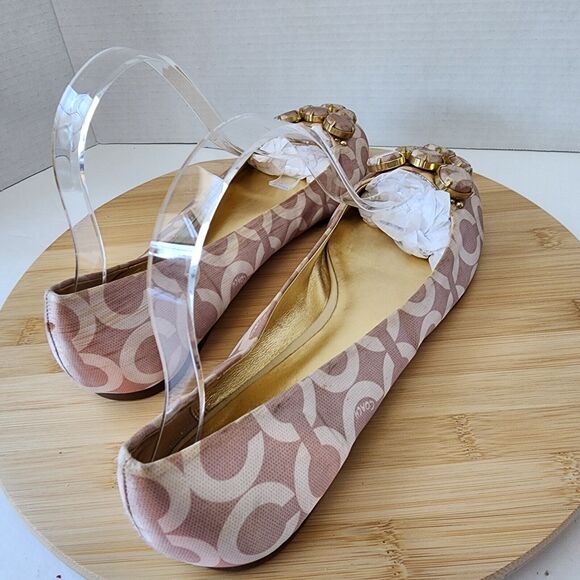 Coach Sonnet Ballet Flats Satin/Polyester Uppers Gold Hardware Rare Vintage Sz10 - Picture 7 of 16